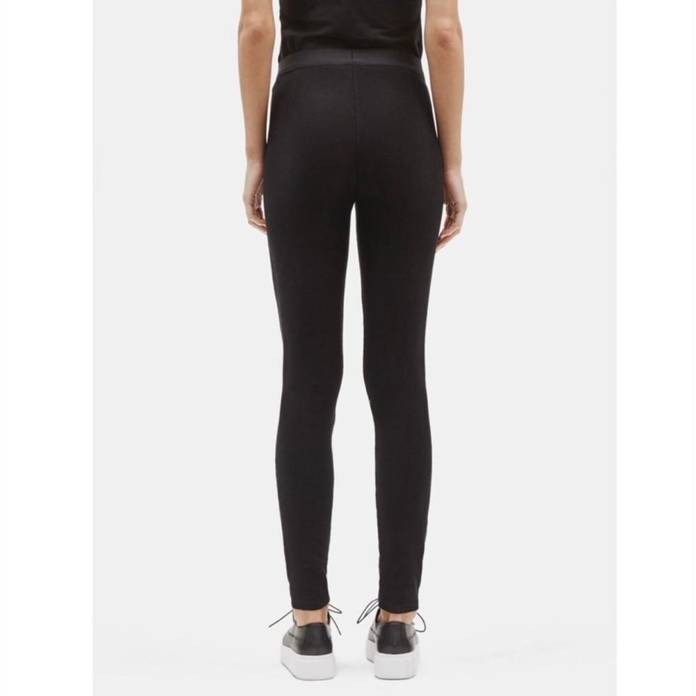 Eileen Fisher Elastic Waist Leggings Pull On Pants Solid Black Stretch Sz Large - Picture 2 of 13